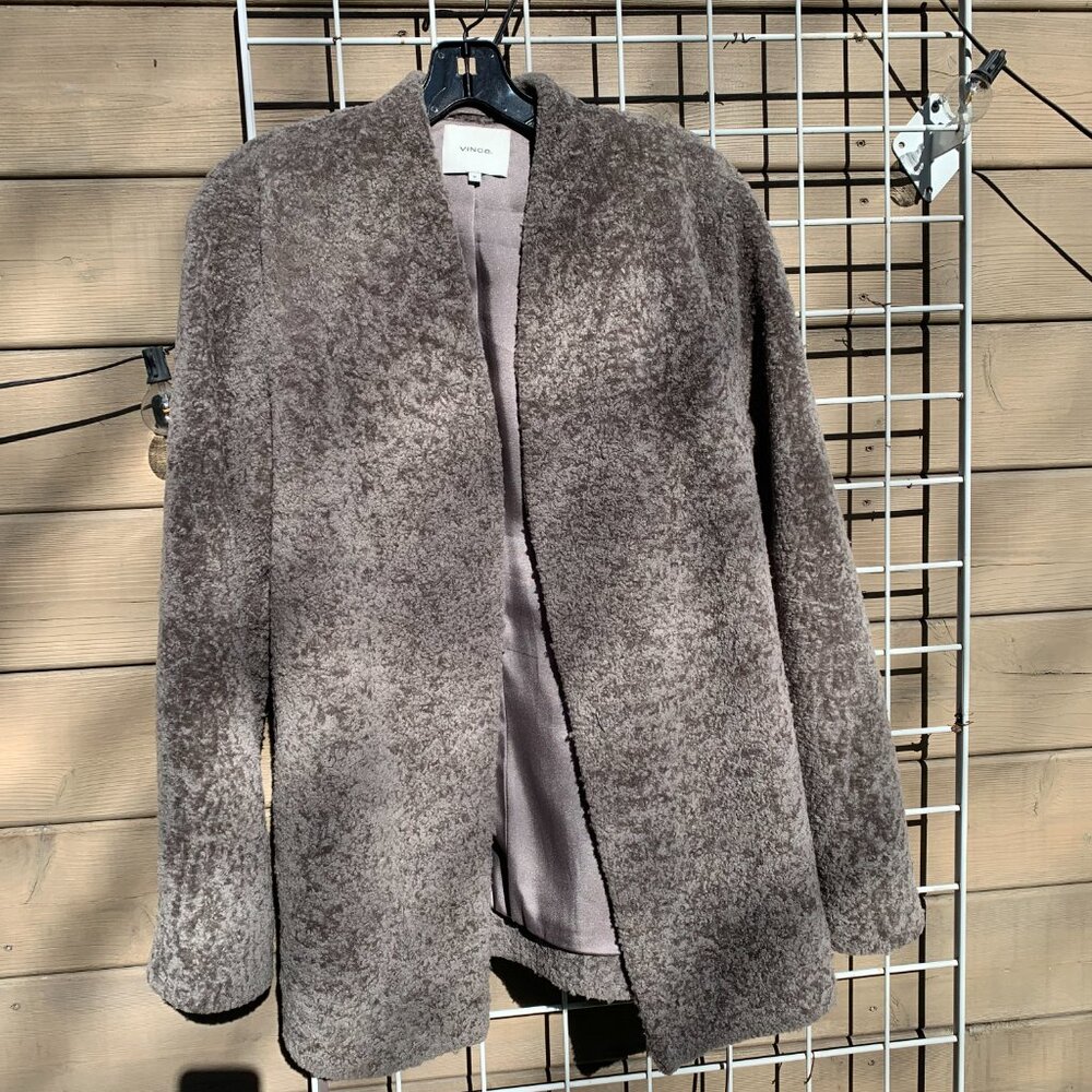 Vince Textured Shearling Jacket Size M - Picture 3 of 8